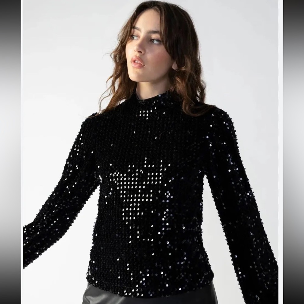 Sanctuary Women's All Nighter Mock-Neck Top Black Size L